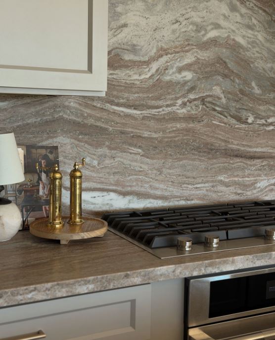 Fantasy Brown Marble Countertops and Full Height Backsplash